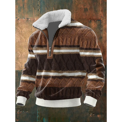 Suéter hombre forro polar cremallera cuello alto cálido