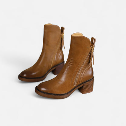 Botines Mujer Invierno Piel Sintetica Cierre Cremallera