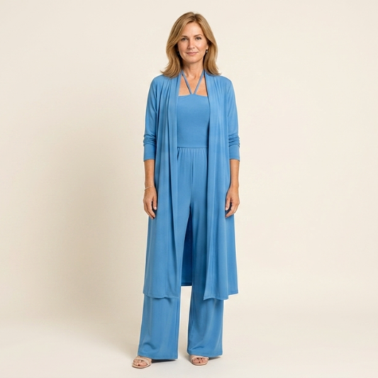 Conjunto Mujer con Espalda Descubierta y Pantalón Pierna Ancha - Mavetta