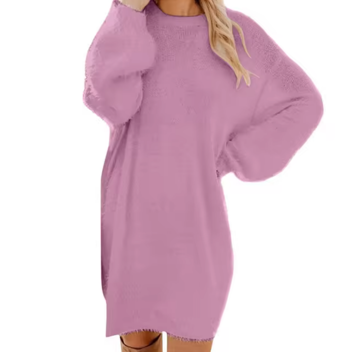 Vestido Casual Mujer de Punto Suave Ajuste Regular