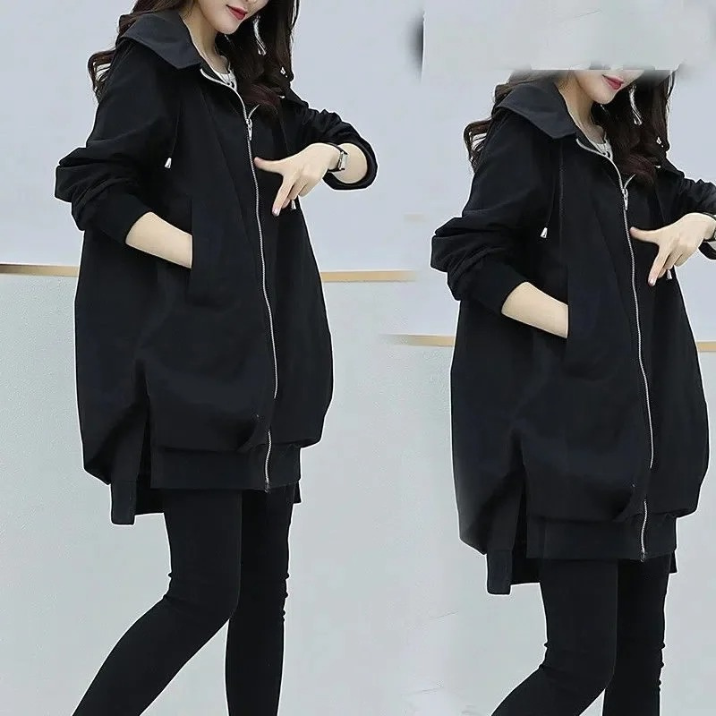 Trench Coat Mujer Ligero con Cremallera Corte Relajado