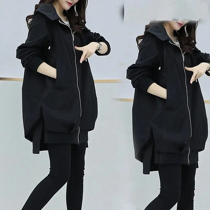 Trench Coat Mujer Ligero con Cremallera Corte Relajado