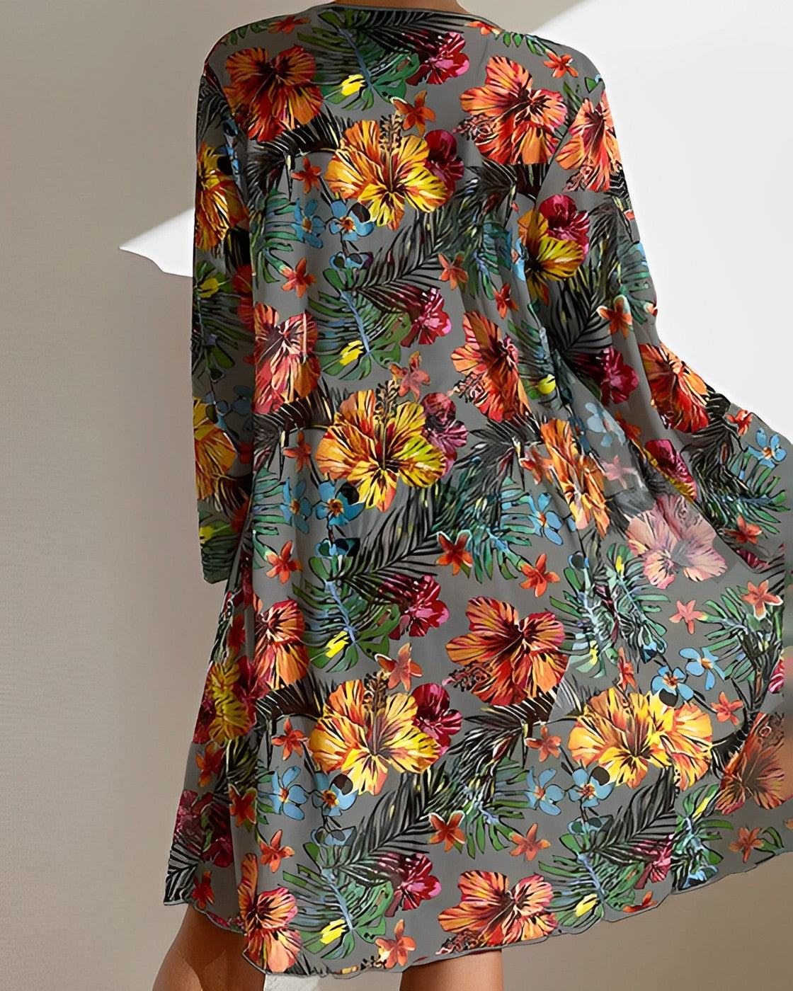 Bikini Mujer de Dos Piezas Estampado Botánico con Kimono Playa