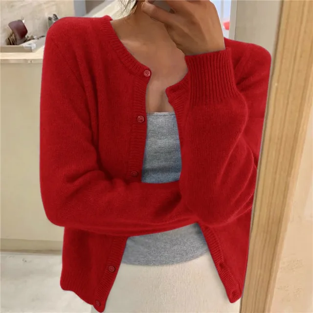 Chaqueta de punto mujer de cachemir suave ajuste cómodo