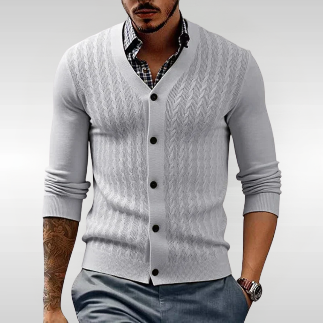 Chaqueta de punto trenzado hombre estilo refinado y cómodo
