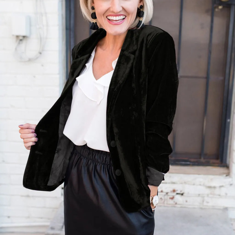 Blazer Mujer de Terciopelo Corte Ajustado Elegante