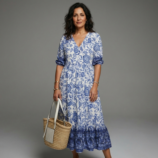 Vestido mujer Veraniego Estampado Floral Escote en V Casual Ligero - Mavetta