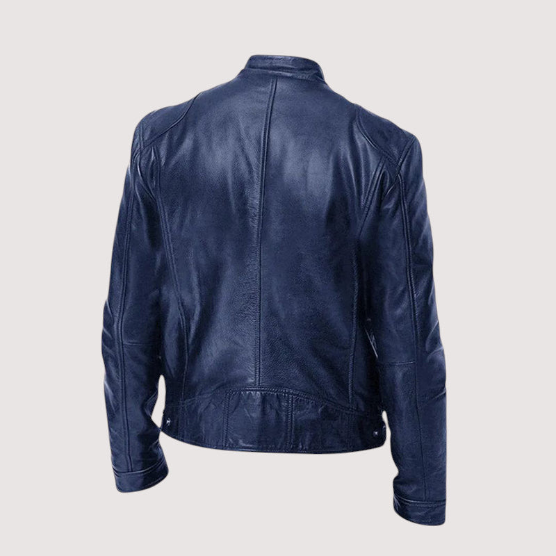 Chaqueta Biker Hombre Ajustada con Cremallera