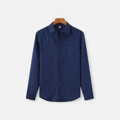 Camisa Hombre de Lino Manga Larga Ajuste Clásico