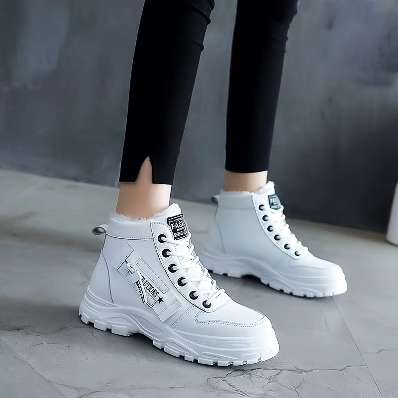 Botines mujer de invierno con estampado y puntera redonda