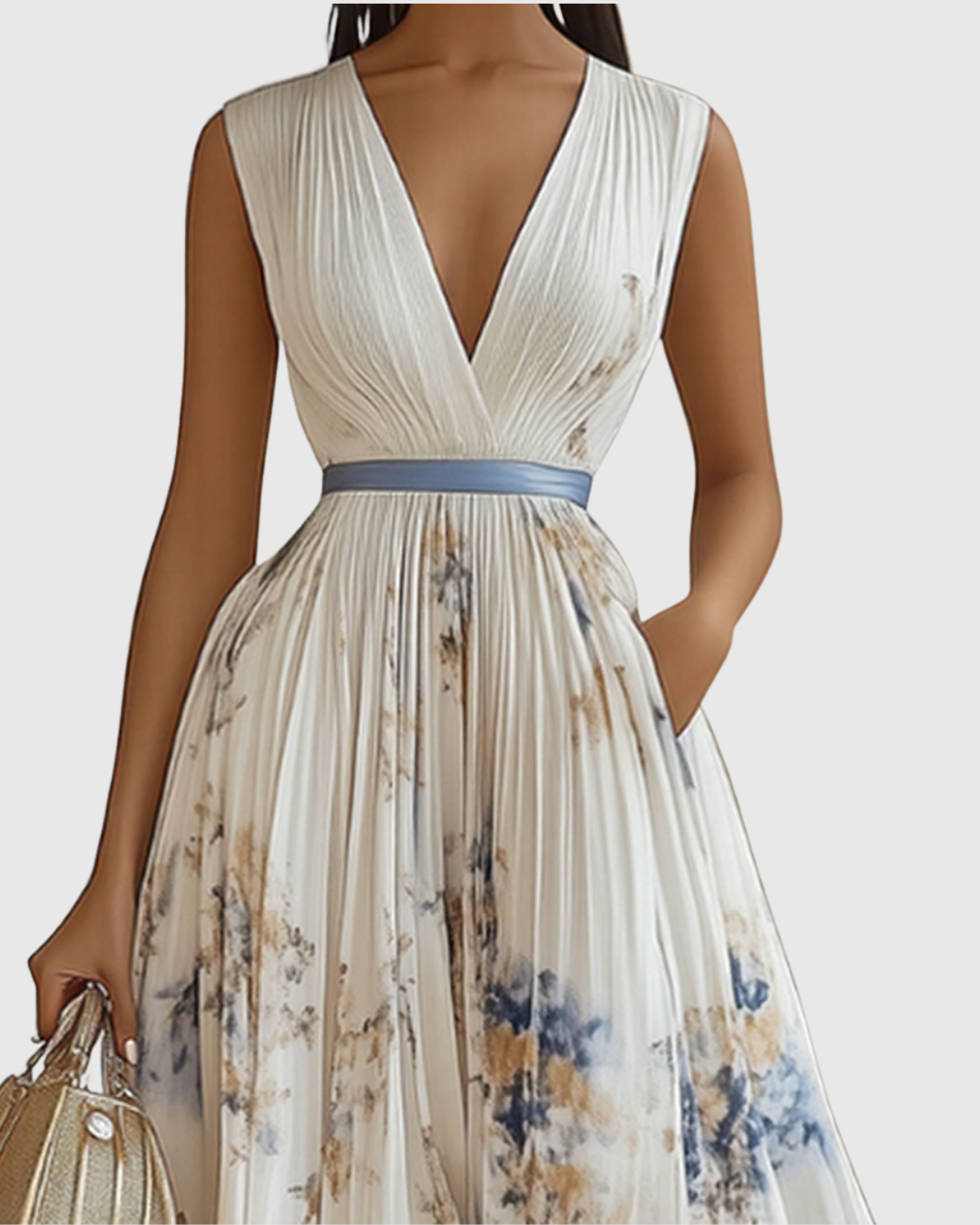 Vestido maxi mujer plisado estilo elegante