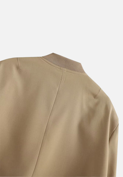 Chaqueta Bomber Mujer Corta Botonadura Simple Bolsillos