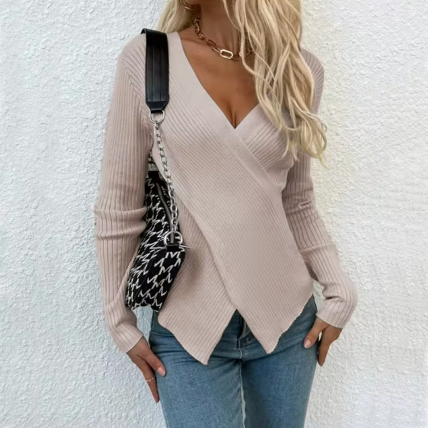 Suéter Mujer Casual de Punto Suave Ajuste Regular
