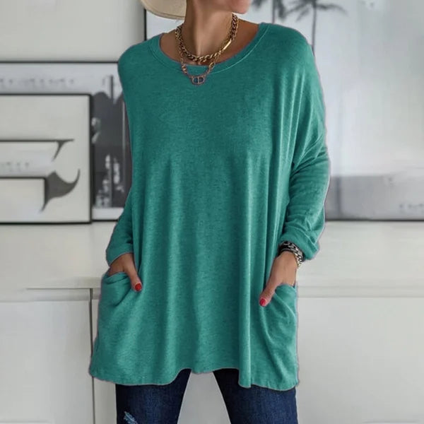 Blusa Mujer Manga Larga Tejido Suave Ajuste Relajado