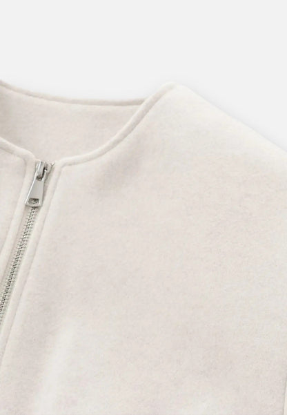 Chaqueta Bomber Mujer de Forro Polar Cremallera Cuello Redondo