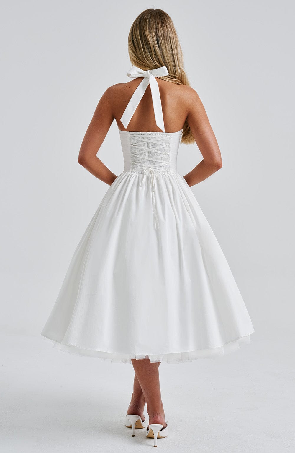 Vestido midi mujer de tirantes halter para eventos