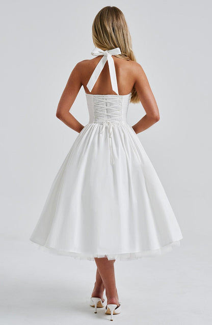 Vestido midi mujer de tirantes halter para eventos