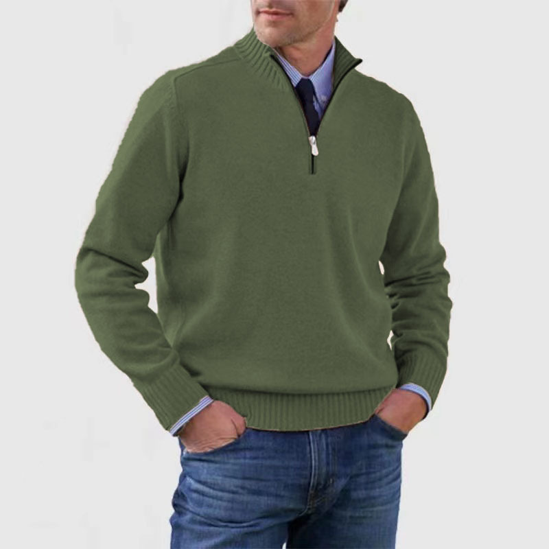 Jersey Hombre de Punto con Media Cremallera Ajustado