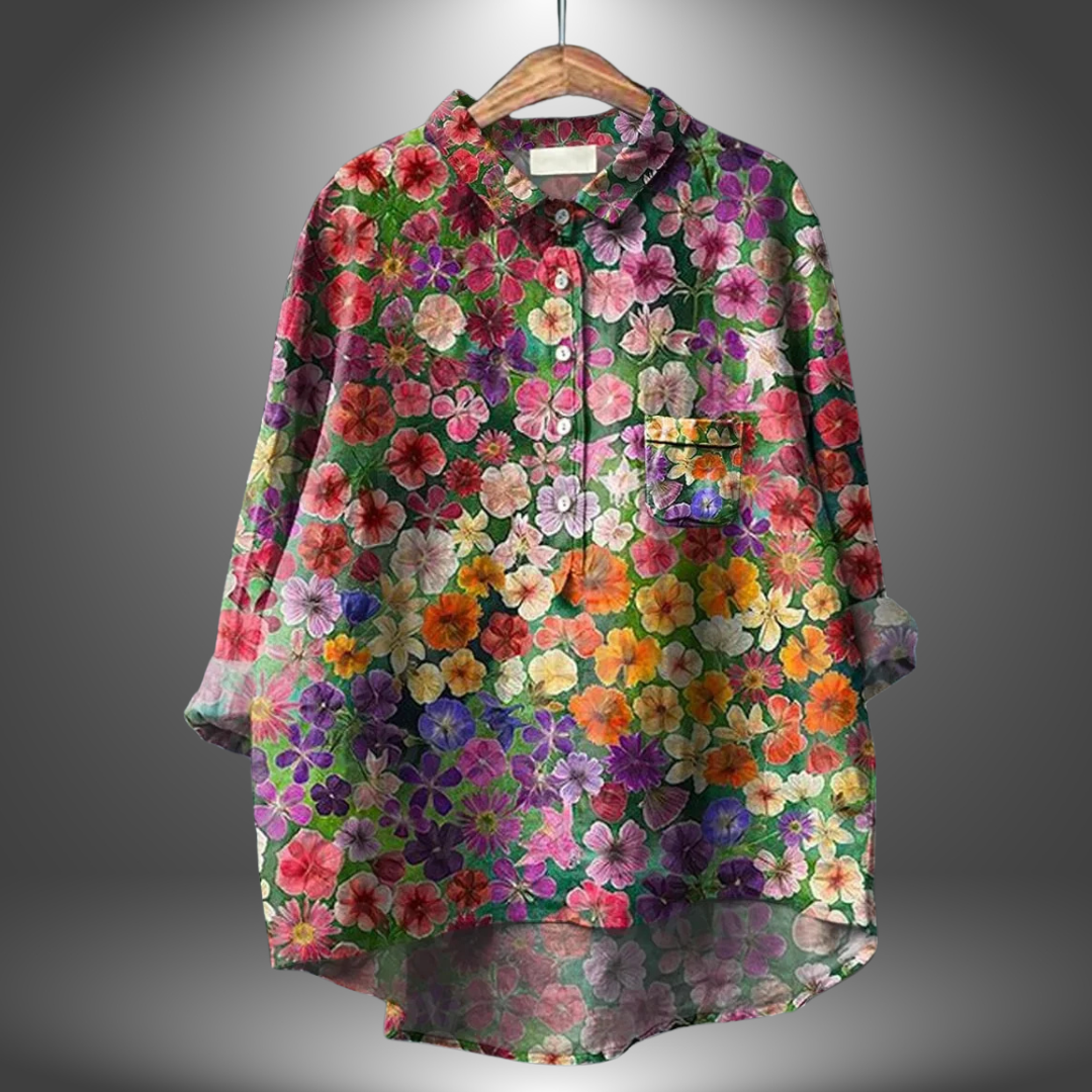 Blusa Mujer Holgada Estampado Artistico Cuello Orsolya