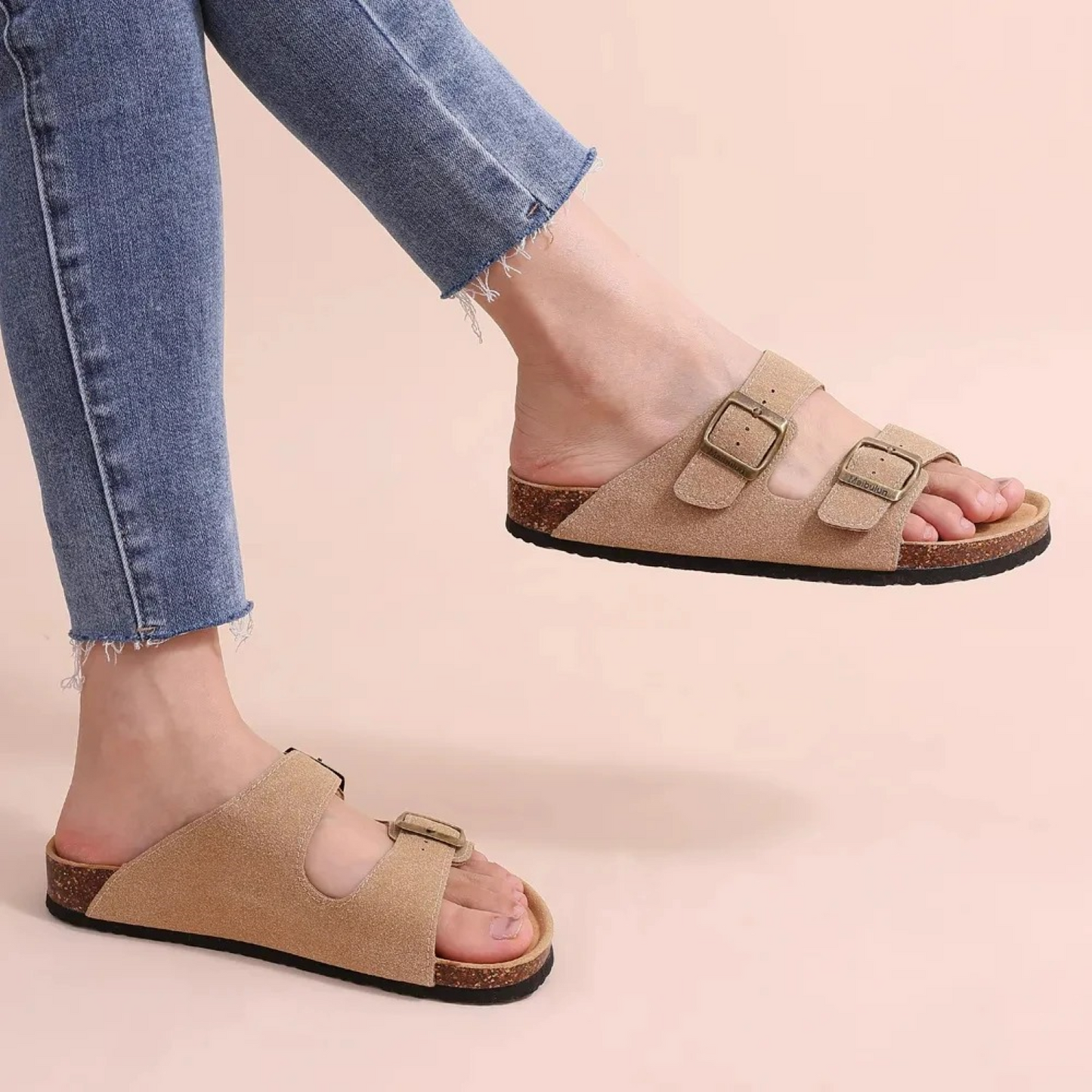 Sandalias Mujer de Verano Piel Abiertas Doble Hebilla