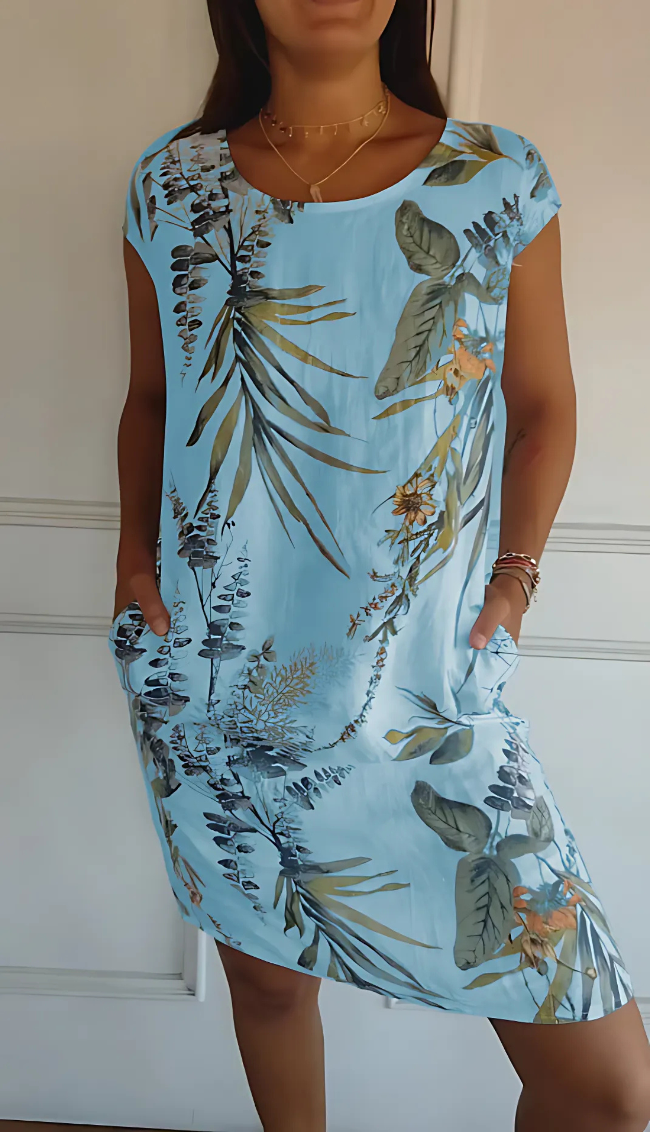 Vestido Mujer Comodo Corte Recto Escote Redondo