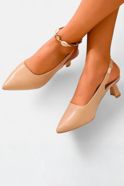 Zapatos de salón mujer punta fina tacón bajo slingback