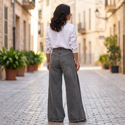 Vaqueros Mujer Oversize Algodón Cintura Alta Pierna Ancha