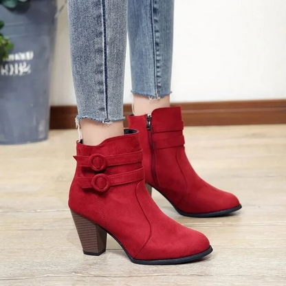 Botines Mujer de Tacón Alto con Correas Decorativas