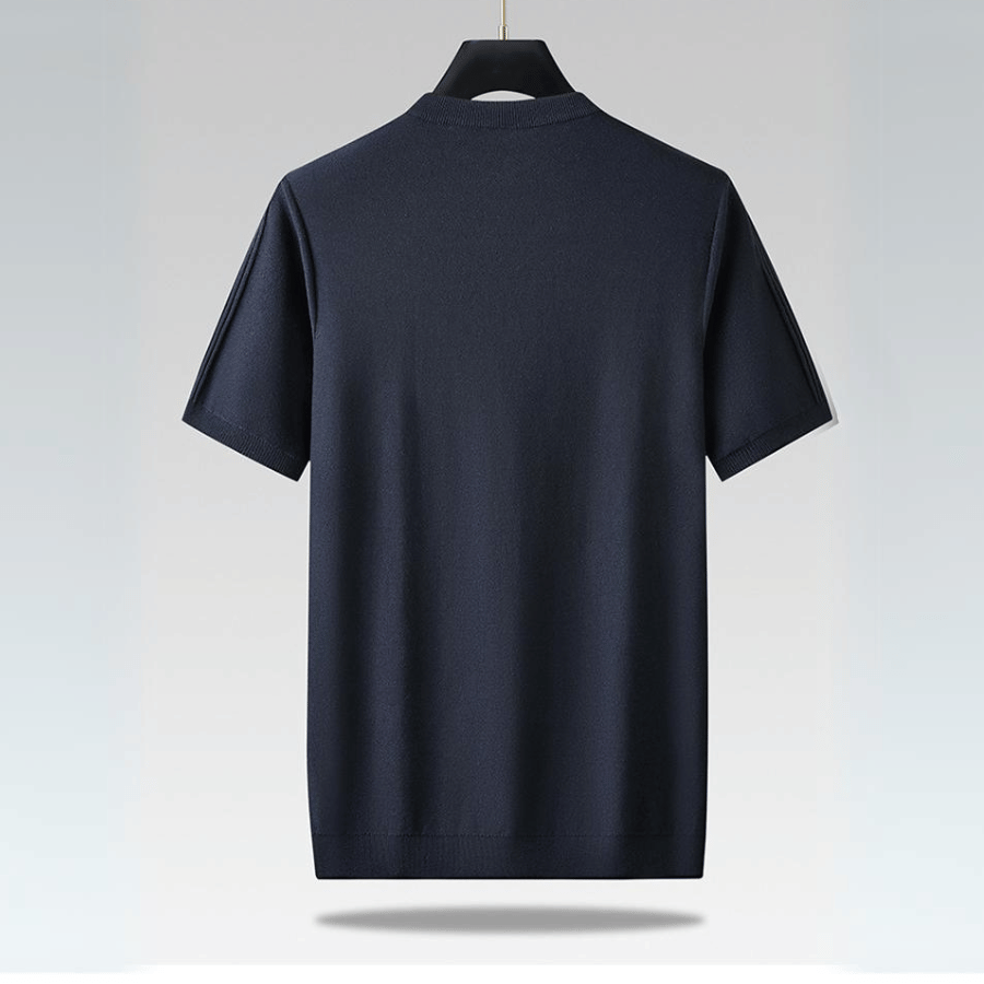 Camiseta Hombre de Punto Seda de Hielo Manga Corta Cuello Redondo