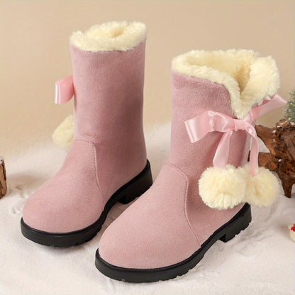 Botas de nieve niña de felpa cálida suela antideslizante
