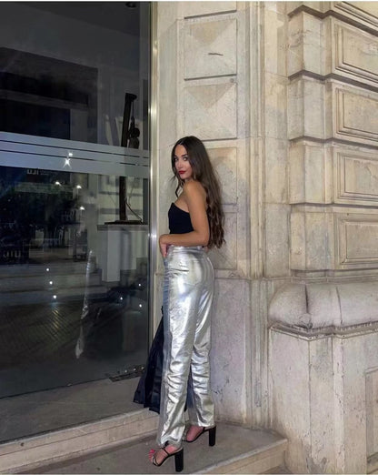 Botas Mujer de Piel Sintética Bota Recta Cintura Alta