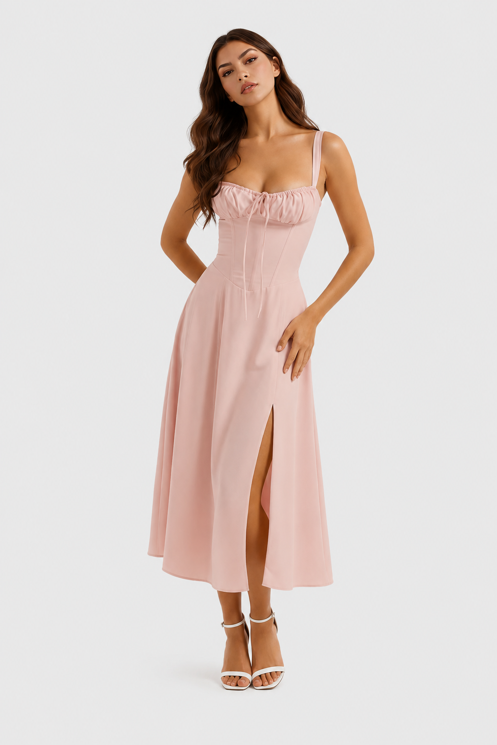 Vestido Midi Mujer con Corsé Ajustado