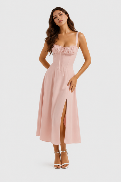 Vestido Midi Mujer con Corsé Ajustado