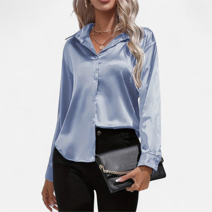 Camisa Mujer de Satén Cuello Clásico