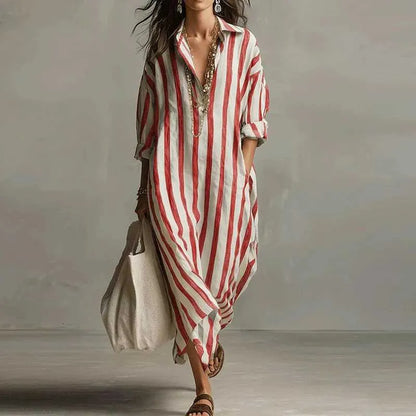 Vestido camisero mujer de rayas largo