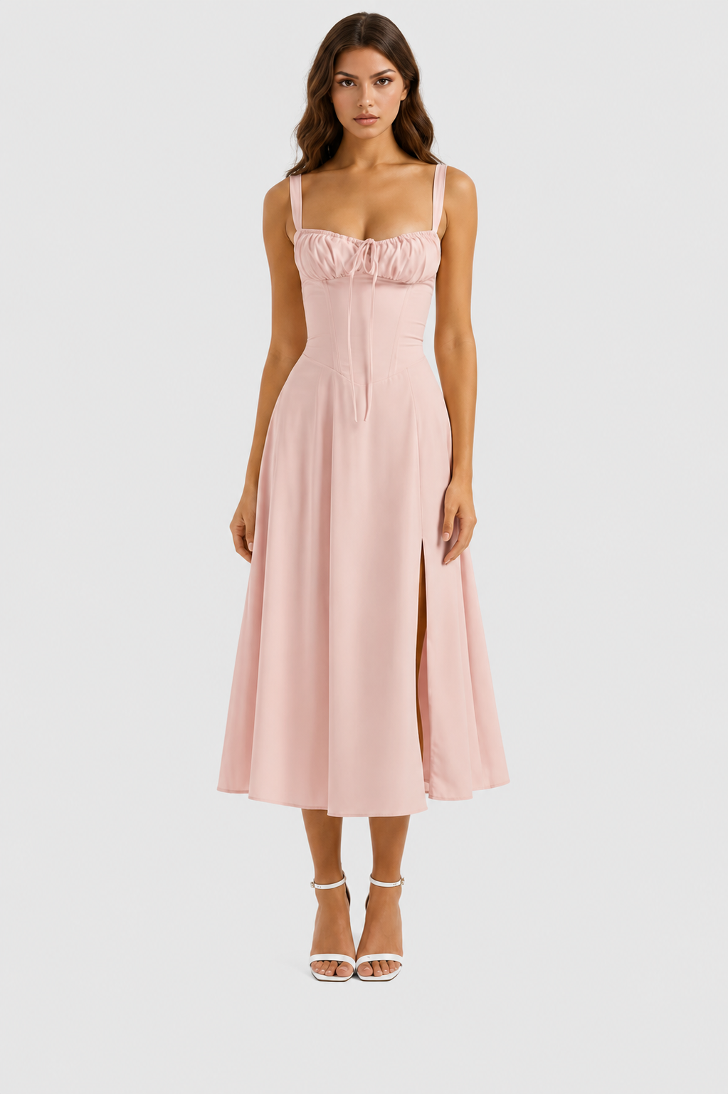 Vestido Midi Mujer con Corsé Ajustado