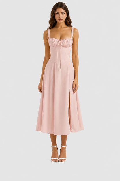 Vestido Midi Mujer con Corsé Ajustado
