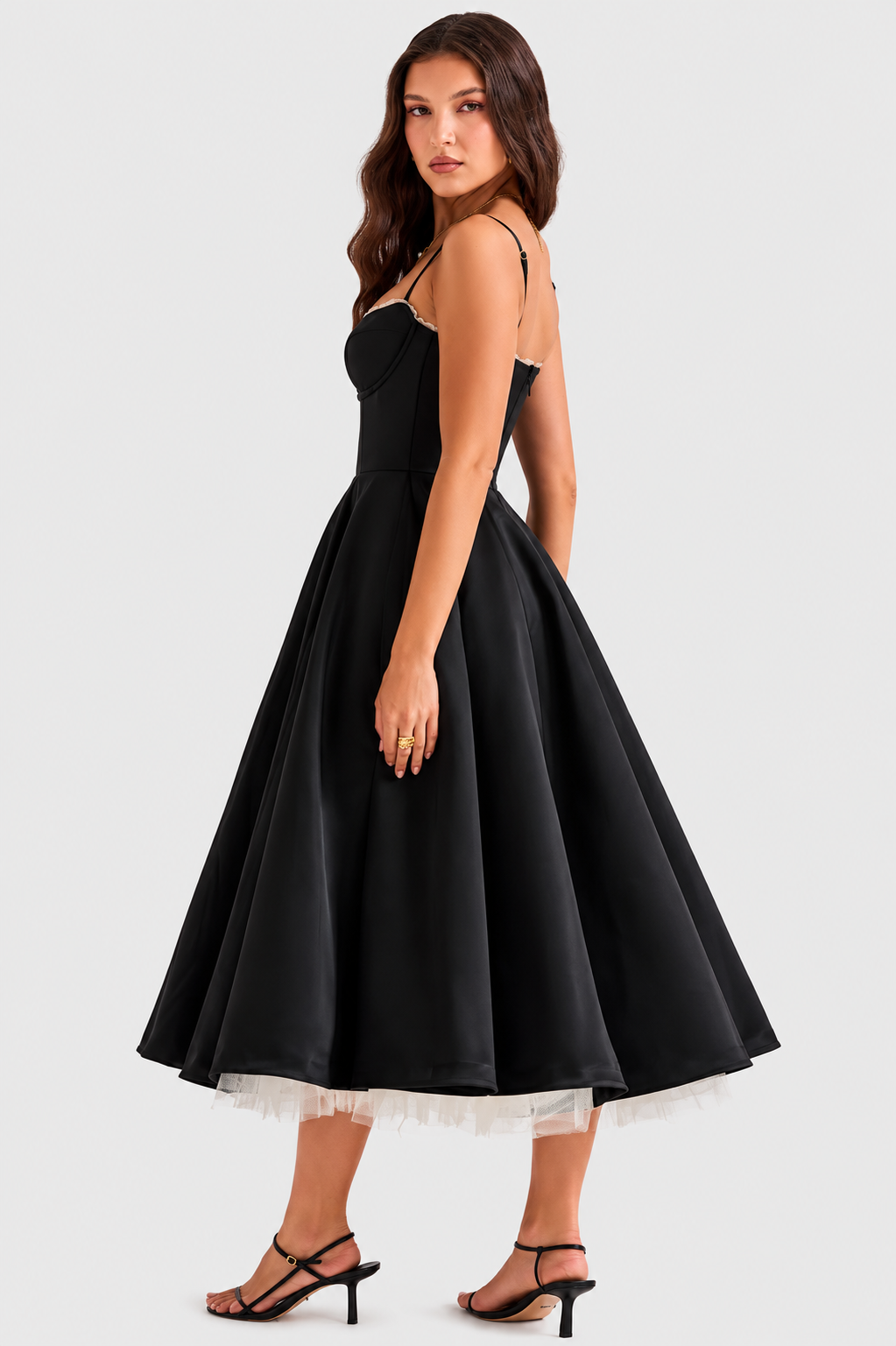 Vestido Midi Mujer de Satén Suave Ajuste Elegante
