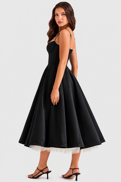Vestido Midi Mujer de Satén Suave Ajuste Elegante