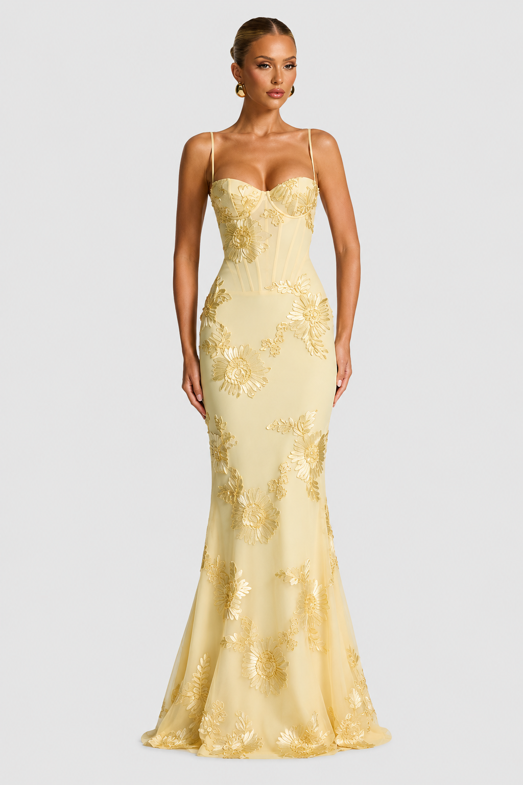 Vestido largo mujer con corsé ajustado