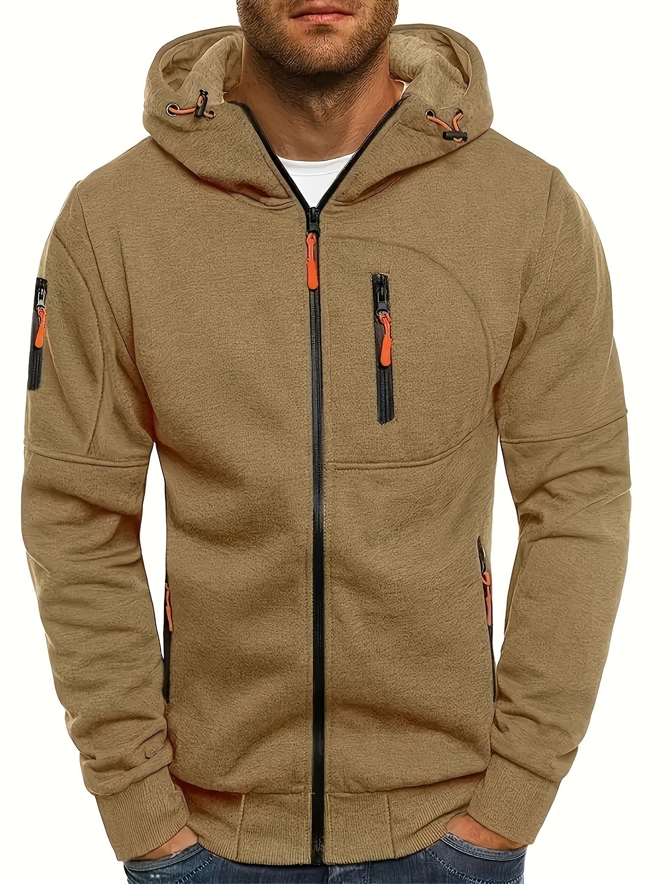 Sudadera Hombre con Cremallera y Capucha Ajustable