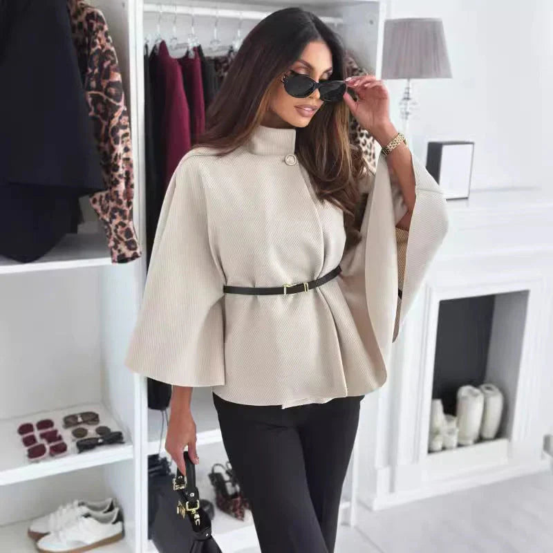 Chaqueta Mujer con Cinturón y Diseño de Mariposa Ajuste Elegante