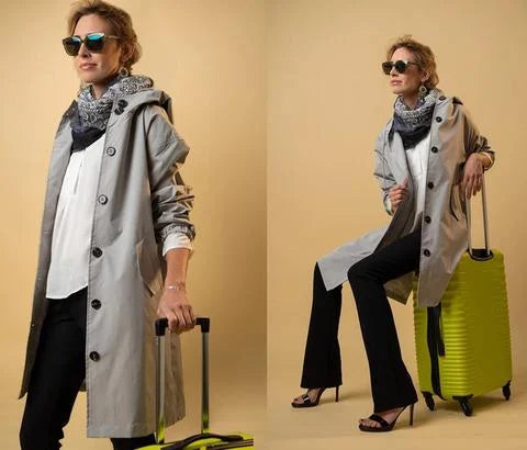 Gabardina Mujer Impermeable Oversize Largo Medio