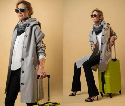 Gabardina Mujer Impermeable Oversize Largo Medio