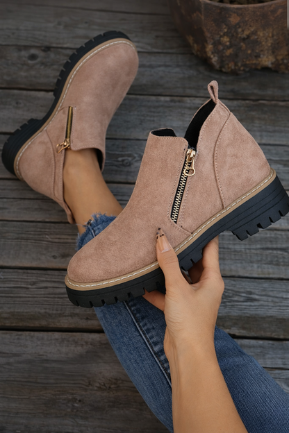 Botines mujer de piel y suela antideslizante