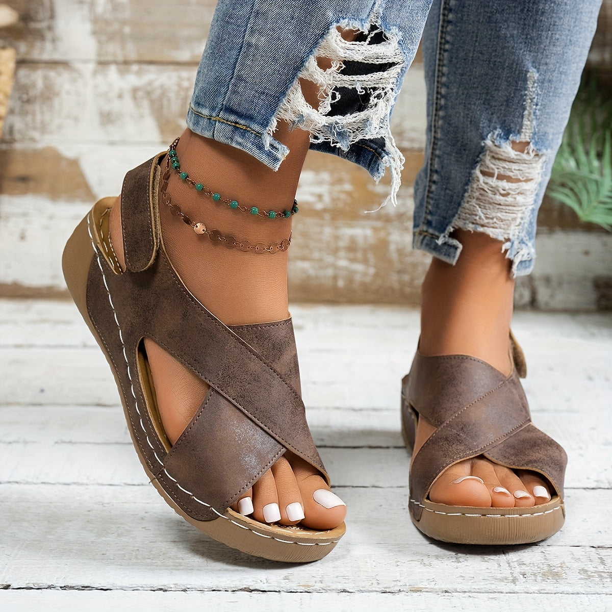Sandalias Mujer Cuña Plataforma Suela Acolchada