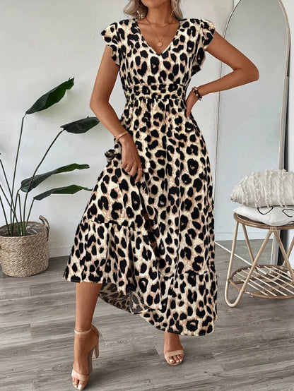 Vestido maxi mujer con escote en V y estampado barroco