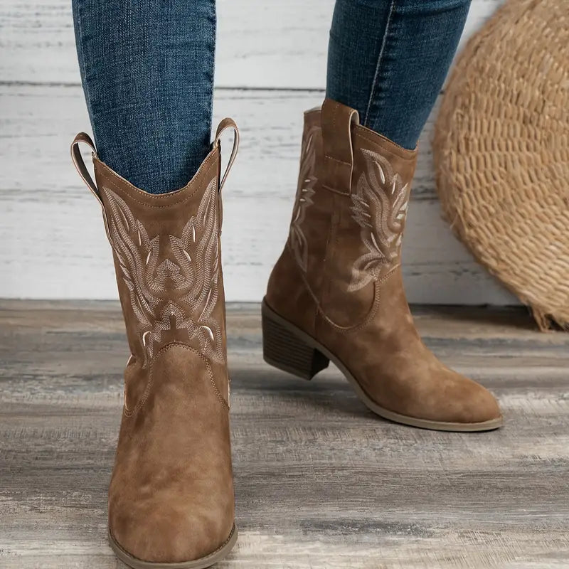 Botines Mujer estilo Retro Tacón Grueso