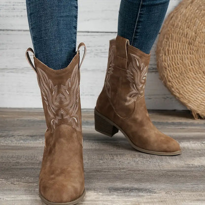 Botines Mujer estilo Retro Tacón Grueso