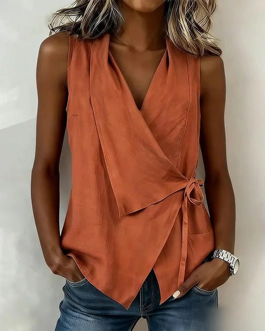 mujer sin mangas asimétrico estilo envolvente ligero - Mavetta